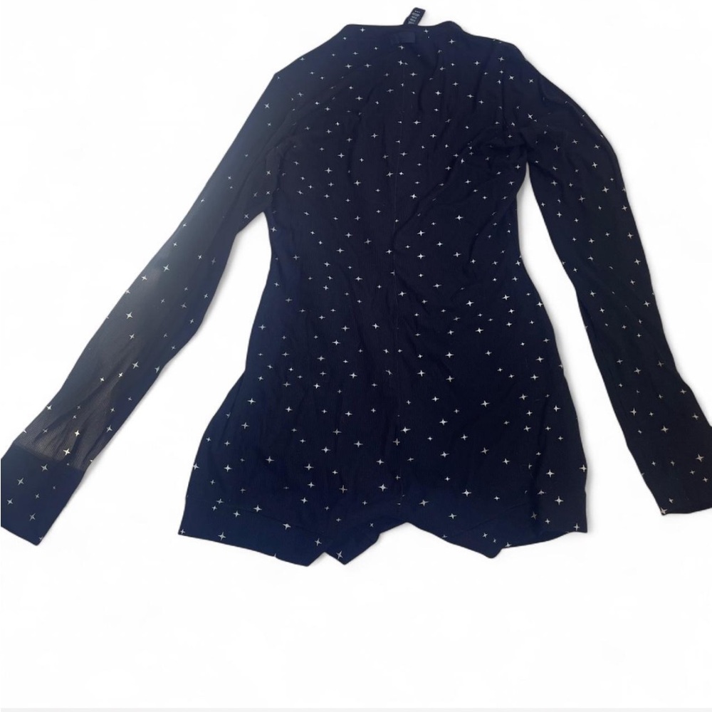 SKIMS Black Starry Long Sleeve Pajama Romper - Picture 6 of 8